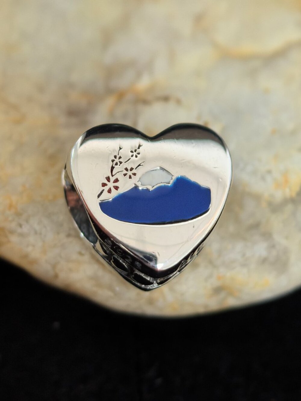 Pandora Japan Fujiyama Exclusive Travel Heart Charm Pendant, S925 Silver Jewelry